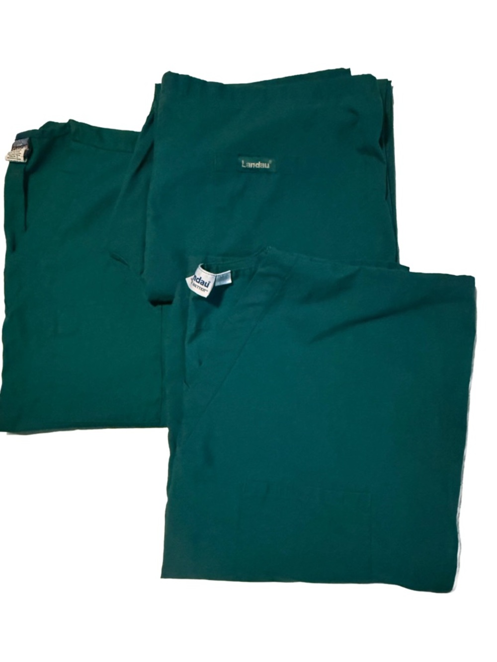 3 pc Landau Scrubs Set Hunter Green Medium | 2 Tops + 1 Bottoms